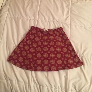 Deep Red and Light Yellow Pattered A-line Skirt